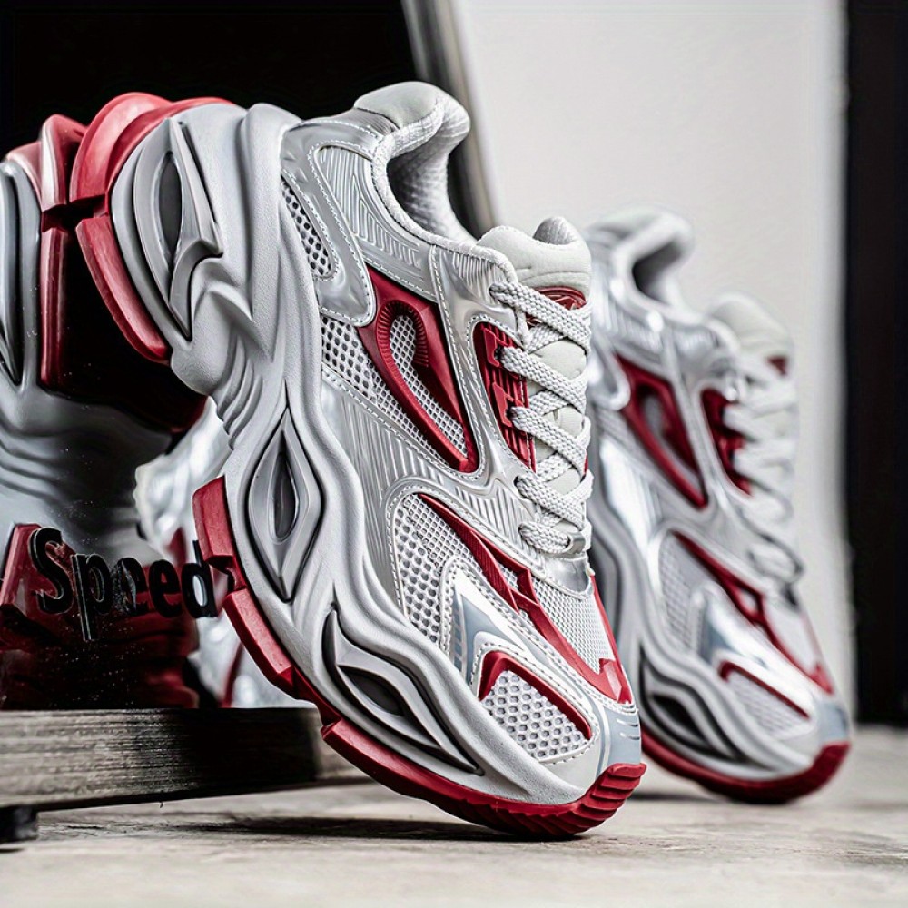 Men'S Breathable Mesh Casual Sneakers - Vintage Distressed Workwear Style, Lightweight EVA Cushioned Sole, Low-Top Lace-Up Design for Outdoor & Urban Streetwear, Comfortable Walking Shoes