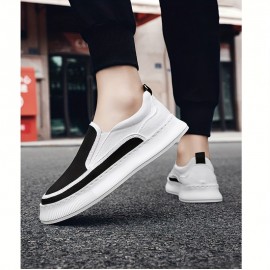 Men'S Breathable New Canvas Shoes | Versatile Thick-Soled Slip-On Casual Trendy Flat Shoes, Low Top, Solid Color, Rubber Sole, Fabric Inner and Insole - Yexingman