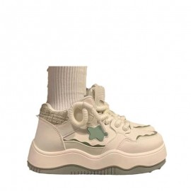 These Adorable Sneakers Have a White Foundation with Green Highlights, a Thick Sole, And Whimsical Laces, Bringing a Lively And Fashionable Touch to Your Outfit.