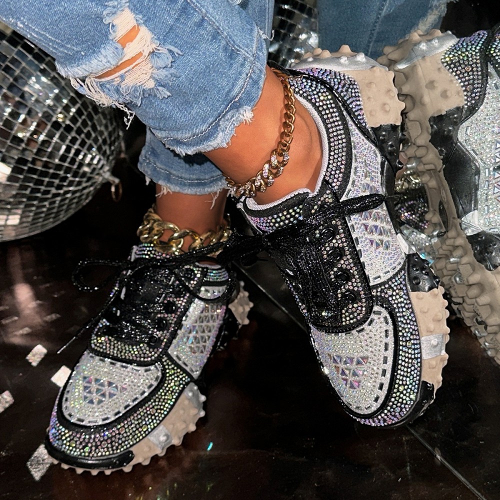 Shoes for Women Spring New Style Full Sparkling Women's Sports Casual Shoes Non-Slip Sneakers, Casual Footwear, Walking Shoes, Stylish Footwear, Fashion Sneakers, Comfortable Soles, Lightweight Footwear, Lowtop Shoes, Easyon Sneakers, Plus Size