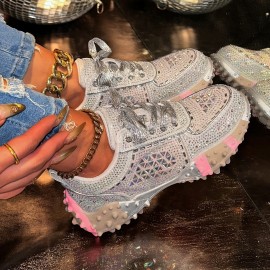 Shoes for Women Spring New Style Full Sparkling Women's Sports Casual Shoes Non-Slip Sneakers, Casual Footwear, Walking Shoes, Stylish Footwear, Fashion Sneakers, Comfortable Soles, Lightweight Footwear, Lowtop Shoes, Easyon Sneakers, Plus Size