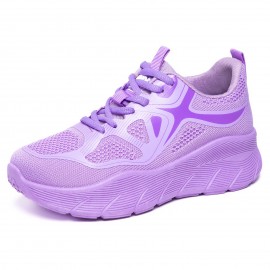 Women'S Knit Sneakers | Lightweight Low Cut Casual Shoes, Breathable Mesh Soft Sole Running Flats, Comfortable Everyday Wear, Lace-up Closure, Solid Color, Sports Style