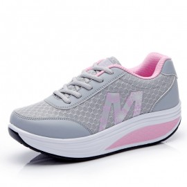 Women'S Platform Sneakers - Bright Pink Lace-Up Shoes with Cushioned EVA Sole, Non-Slip Rubber Outsole for Gym, Everyday & Formal Events - All-Season Athletic Footwear for Women, Gym Shoes, Sleek Shoe Design, Durable PVC Insole