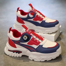 Men's Chunky Platform Sneakers - Breathable & Cushioned Sole, Lightweight Retro Dad Shoes Suitable for Gym, Hiking, Travel - Slip-Resistant Outsole, - Low-Top Training Sneakers