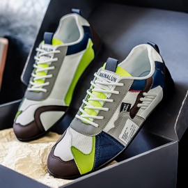 Men's Minimalist Mid-Top Sneakers - Breathable Board Shoes with Sole & Microfiber, Lace-Up Casual Sports Shoes Suitable for Spring/Autumn, Spring Summer New Model (Color Options)