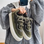 Men'S Retro Sneakers with Thick Vulcanized Sole & Wide Laces - Low-Top Round Toe Casual Shoes, All-Season Durable Rubber Outsole & Synthetic Upper, Office - Comfortable Arch Support & Easy-Clean Design, Men Chunky Platform Shoe, Canvas Shoe For Men