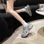 Women's Silvery Platform Sneakers Elegant Fashion Casual Shoes Height Increasing Athletic Tennis Shoes New