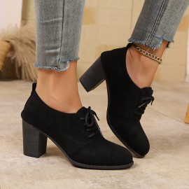 [sneakers] Autumn New Leopard Print Retro Deep Cut Low-Top High Heels for Women in with Laces