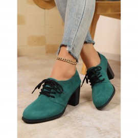 [sneakers] Autumn New Leopard Print Retro Deep Cut Low-Top High Heels for Women in with Laces