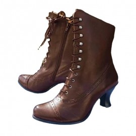 Mid-Calf Women's Boots with High Chunky Heel, European Style Riding Boots