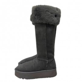 Women'S Winter Warm Tall faux fur Boots | New Gray Platform Boots, Two Wear Style, Non-Slip Thick Sole, EVA Upper and Insole, PVC Inner, Rubber Sole