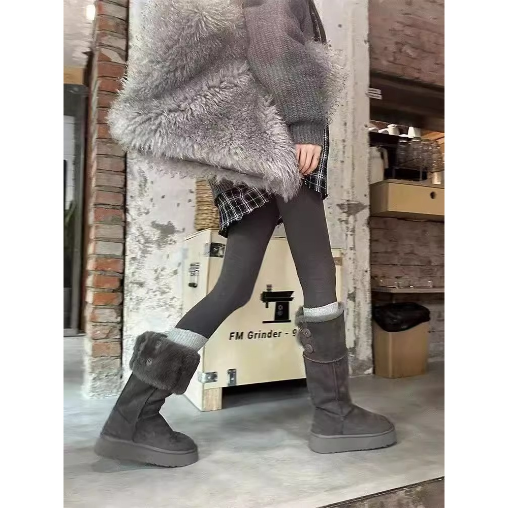 Women'S Winter Warm Tall faux fur Boots | New Gray Platform Boots, Two Wear Style, Non-Slip Thick Sole, EVA Upper and Insole, PVC Inner, Rubber Sole