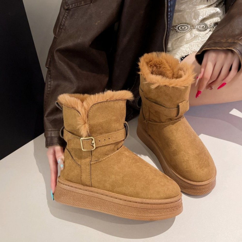 Women's Winter Boots with & Platform - Slip-Resistant Warm Round-Toe Snow Boots, Rubber Upper & Sole, Cushioning for Ice Traction - Cozy -Weather Shoes