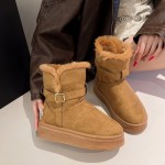 Women's Winter Boots with & Platform - Slip-Resistant Warm Round-Toe Snow Boots, Rubber Upper & Sole, Cushioning for Ice Traction - Cozy -Weather Shoes