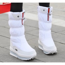 Winter New Thickened Fleece Drawstring Warm Locking Snow Boots for Women High Quality Non-Slip Outdoor Fishing Long Boots Height Increasing Shoes Plus Size Women's Shoes