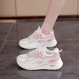 Mesh Breathable sneakers Women New Spring and Autumn | Lightweight Soft Bottom Running Shoes with PVC Upper, Fabric Insole, Rubber Sole, Lace-up Closure